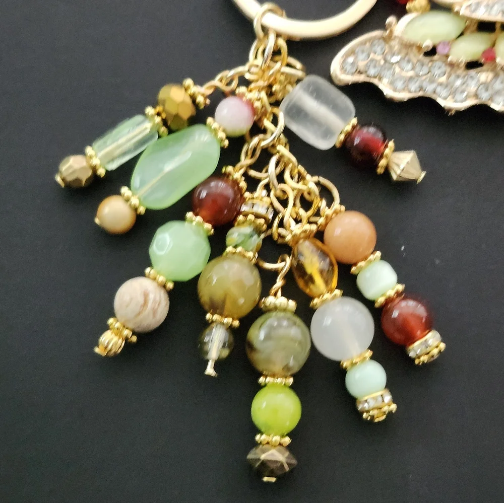 Butterfly Purse Charm Aventurine Jasper Tourmaline Handcrafted